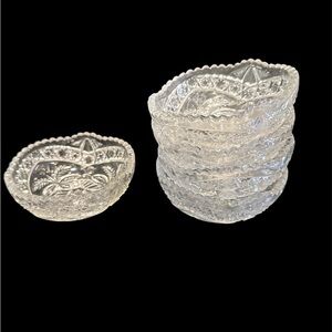 Vintage Imperial Glass Nucut Pattern Berry Bowls Set of 5